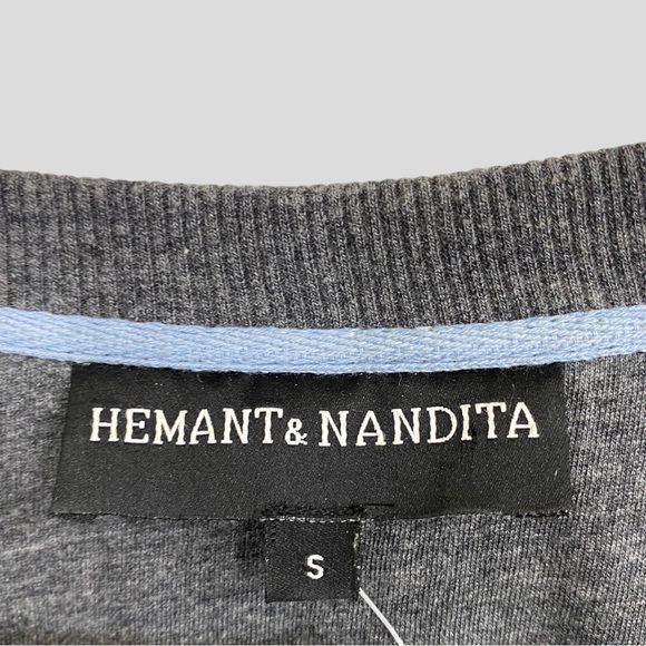 Hemant & Nandita Grey Sweatshirt with Crystal Jewel Embellishments - Picture 4 of 7